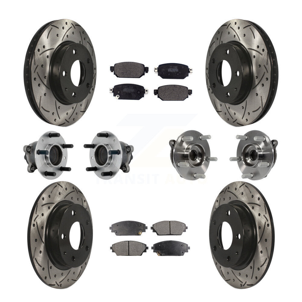 Hub Bearing Coat Brake Rotor Pads Front Rear Kit (10Pc) For 19-21 Mazda CX-3 FWD