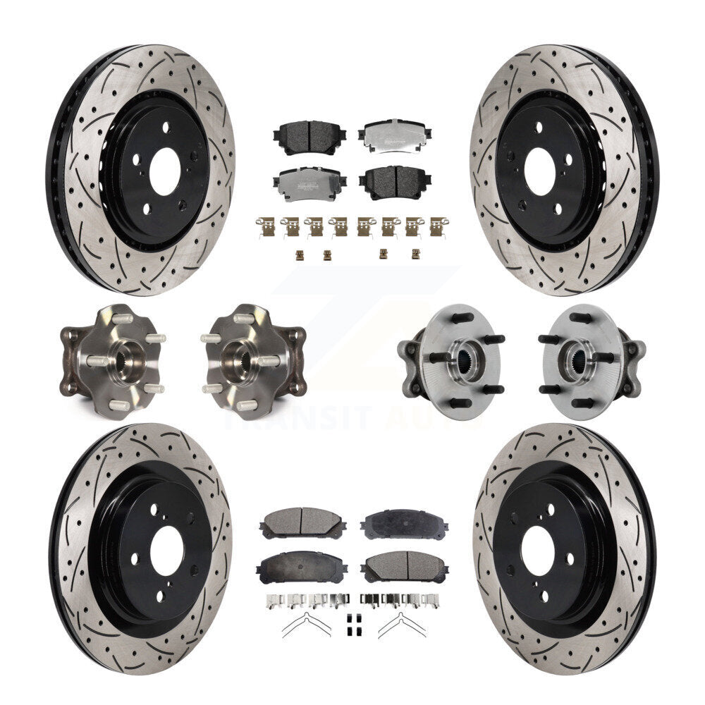 Hub Bearing Coated Brake Rotor & Pad Front Rear Kit (10Pc) For Toyota Sienna AWD