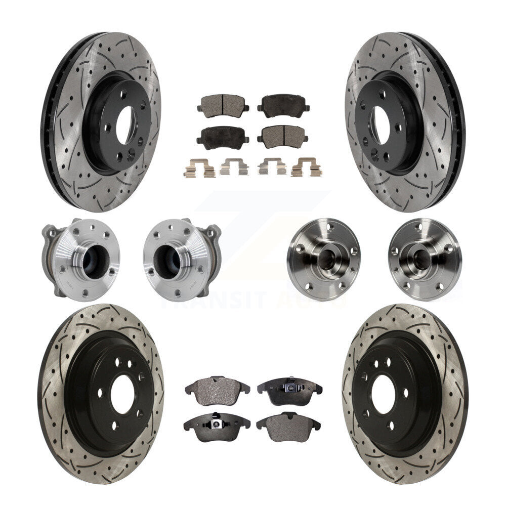 Hub Bearing Coated Brake Rotor Pad Front Rear Kit (10Pc) For 13-14 Volvo S60 FWD