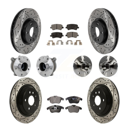Hub Bearing Coated Brake Rotor Pad Front Rear Kit (10Pc) For 13-14 Volvo S60 FWD