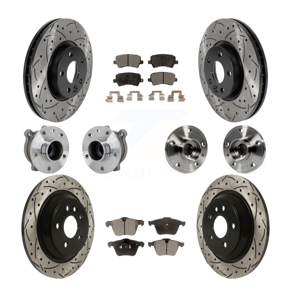 Hub Bearing Coated Disc Brake Rotor And Pads Front Rear Kit (10Pc) For Volvo V70