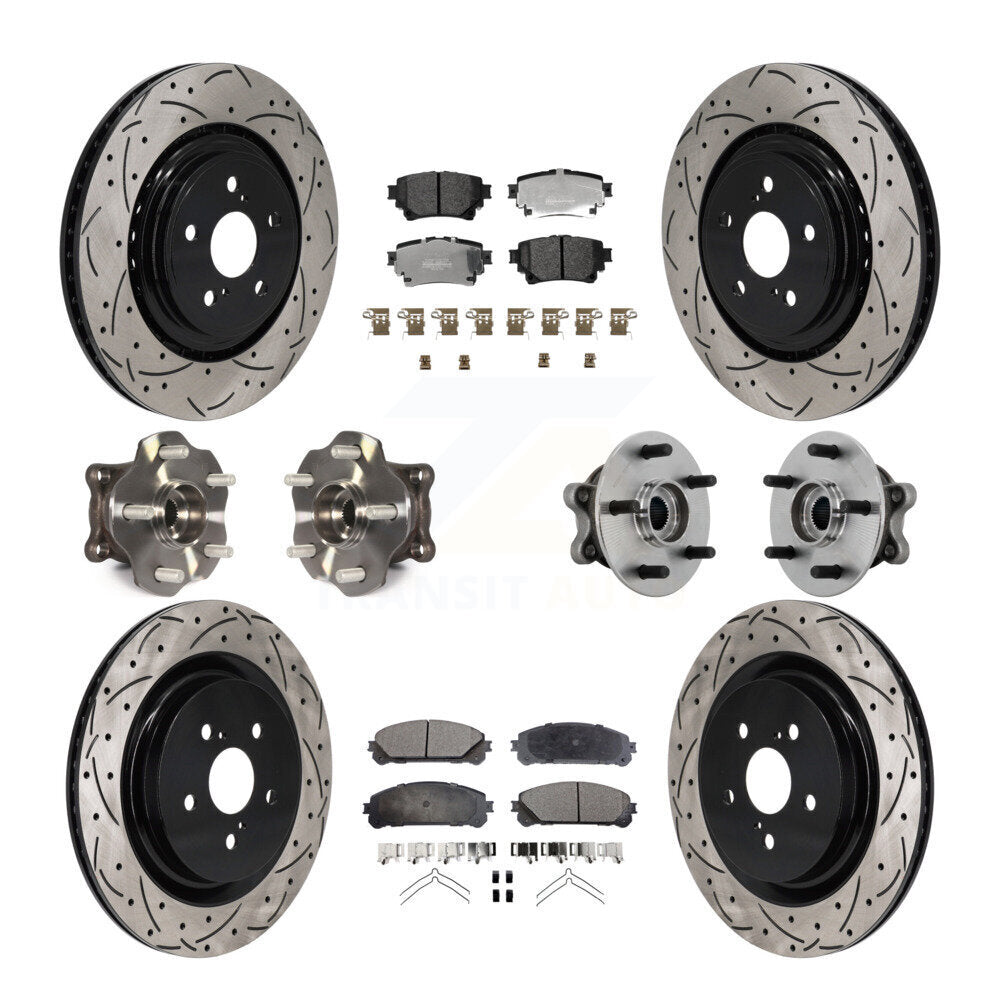 Hub Bearing Coat Brake Rotor Pad Front Rear Kit (10Pc) For Toyota Highlander AWD