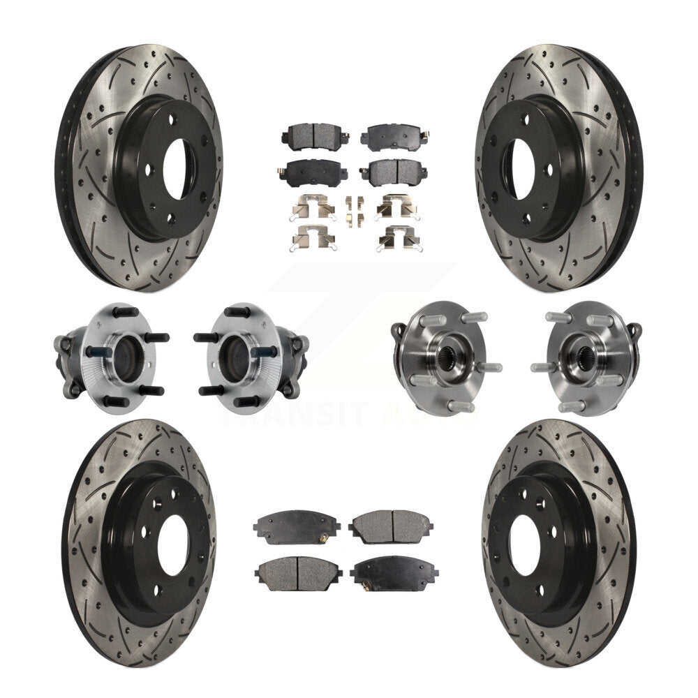 Hub Bearing Coat Brake Rotor Pads Front Rear Kit (10Pc) For 16-18 Mazda CX-3 FWD