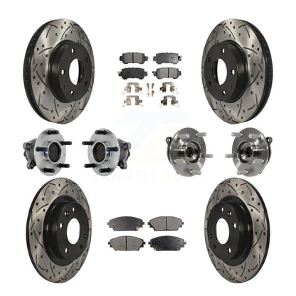 Hub Bearing Coat Brake Rotor Pads Front Rear Kit (10Pc) For 16-18 Mazda CX-3 FWD