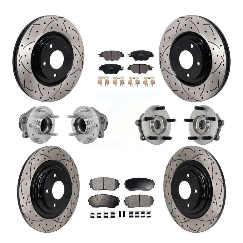 Hub Bearing Coat Brake Rotor Pads Front Rear Kit (10Pc) For 16-21 Mazda CX-9 FWD