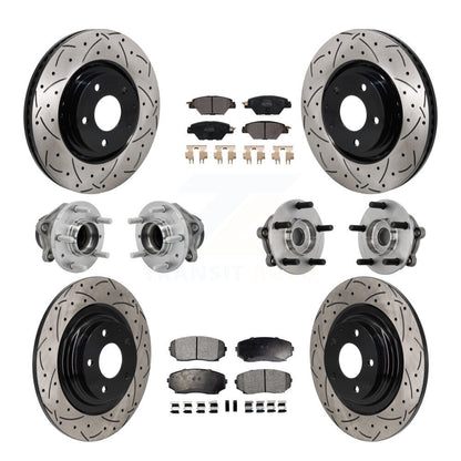 Hub Bearing Coat Brake Rotor Pads Front Rear Kit (10Pc) For 16-21 Mazda CX-9 FWD