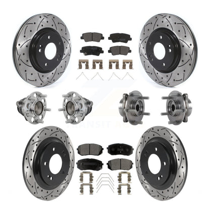 Hub Bearing Coated Brake Rotor Pads Front Rear Kit (10Pc) For Hyundai Elantra GT