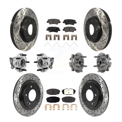 Hub Bearing Coated Brake Rotor Pads Front Rear Kit (10Pc) For Hyundai Elantra GT