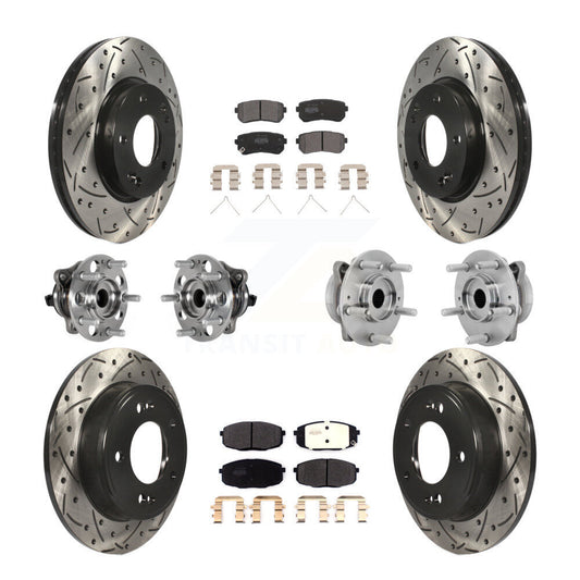 Hub Bearing Coated Disc Brake Rotor & Pad Front Rear Kit (10Pc) For Hyundai Kona