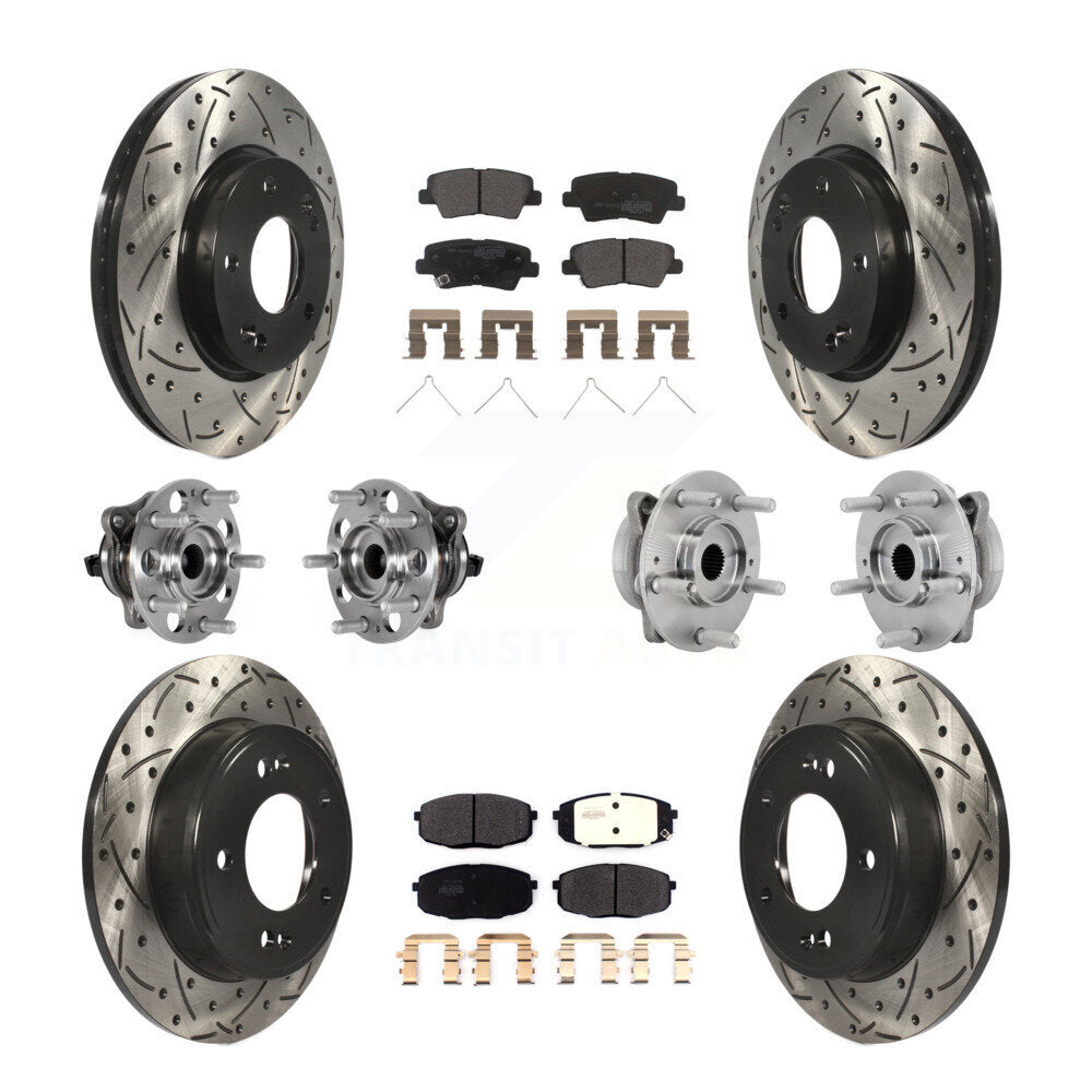 Hub Bearing Coated Disc Brake Rotor & Pad Front Rear Kit (10Pc) For Hyundai Kona