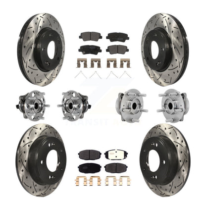 Hub Bearing Coated Disc Brake Rotor & Pad Front Rear Kit (10Pc) For Hyundai Kona