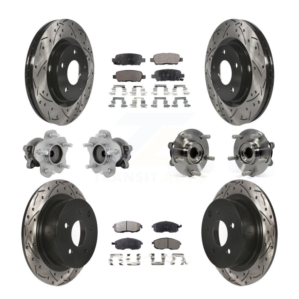 Hub Bearing Coated Disc Brake Rotor & Pads Front Rear Kit (10Pc) For Nissan Juke