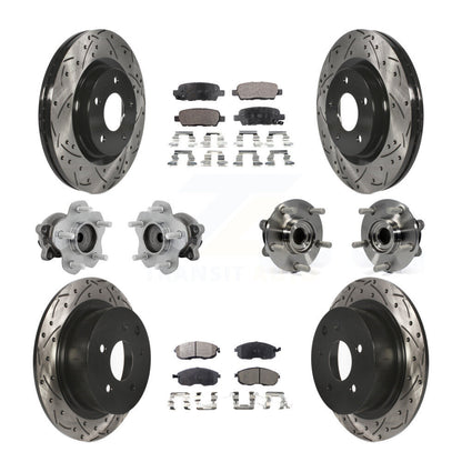 Hub Bearing Coated Disc Brake Rotor & Pads Front Rear Kit (10Pc) For Nissan Juke