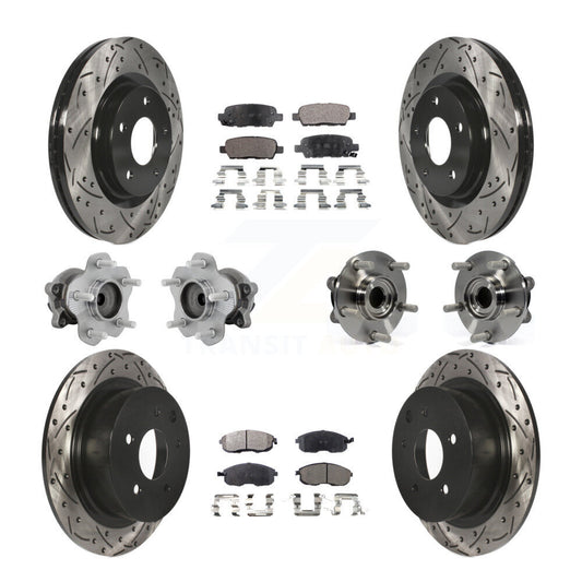 Hub Bearing Coated Disc Brake Rotor & Pads Front Rear Kit (10Pc) For Nissan Juke