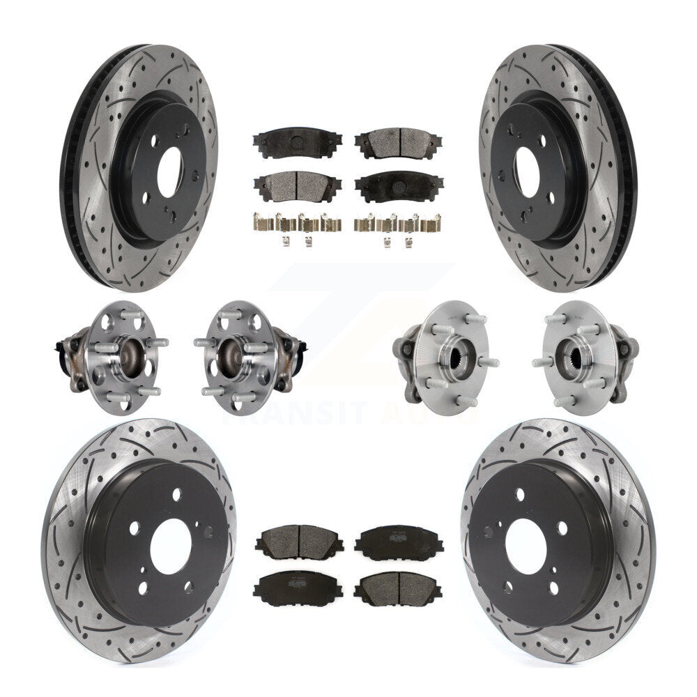 Hub Bearing Coated Disc Brake Rotor & Pads Front Rear Kit (10Pc) For Toyota C-HR