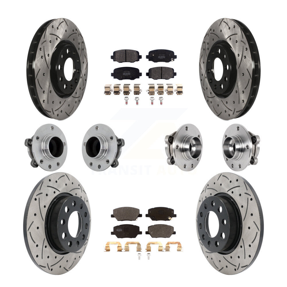 Hub Bearing Coated Brake Rotor Pads Front Rear Kit (10Pc) For Jeep Renegade Fiat