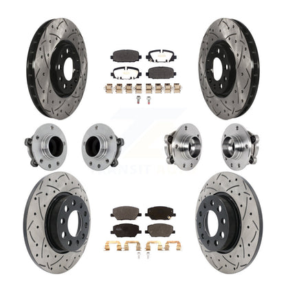 Hub Bearing Coated Brake Rotor & Pads Front Rear Kit (10Pc) For Jeep Compass FWD