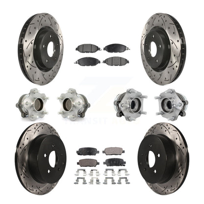 Hub Bearing Coated Brake Rotor & Pad Front Rear Kit (10Pc) For Nissan Murano FWD