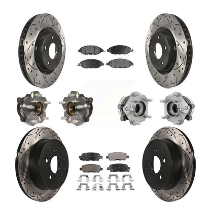 Hub Bearing Coated Brake Rotor & Pad Front Rear Kit (10Pc) For Nissan Murano AWD