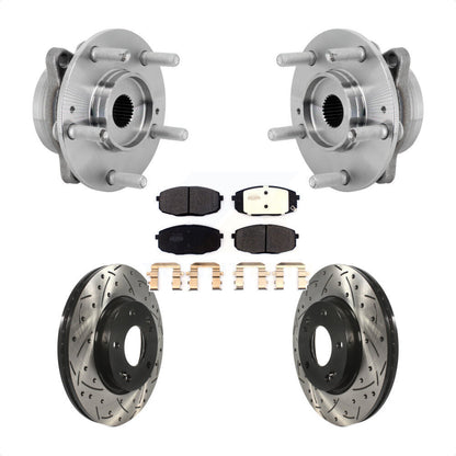 Hub Bearing Drilled Slot Brake Rotor & Pad Front Kit For Hyundai Kona Kia Seltos