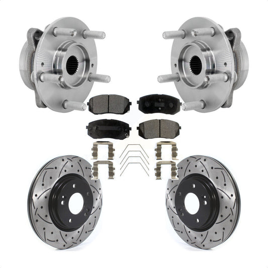 Hub Bearing Drilled Slot Brake Rotor & Pad Front Kit For Hyundai Kona Kia Seltos