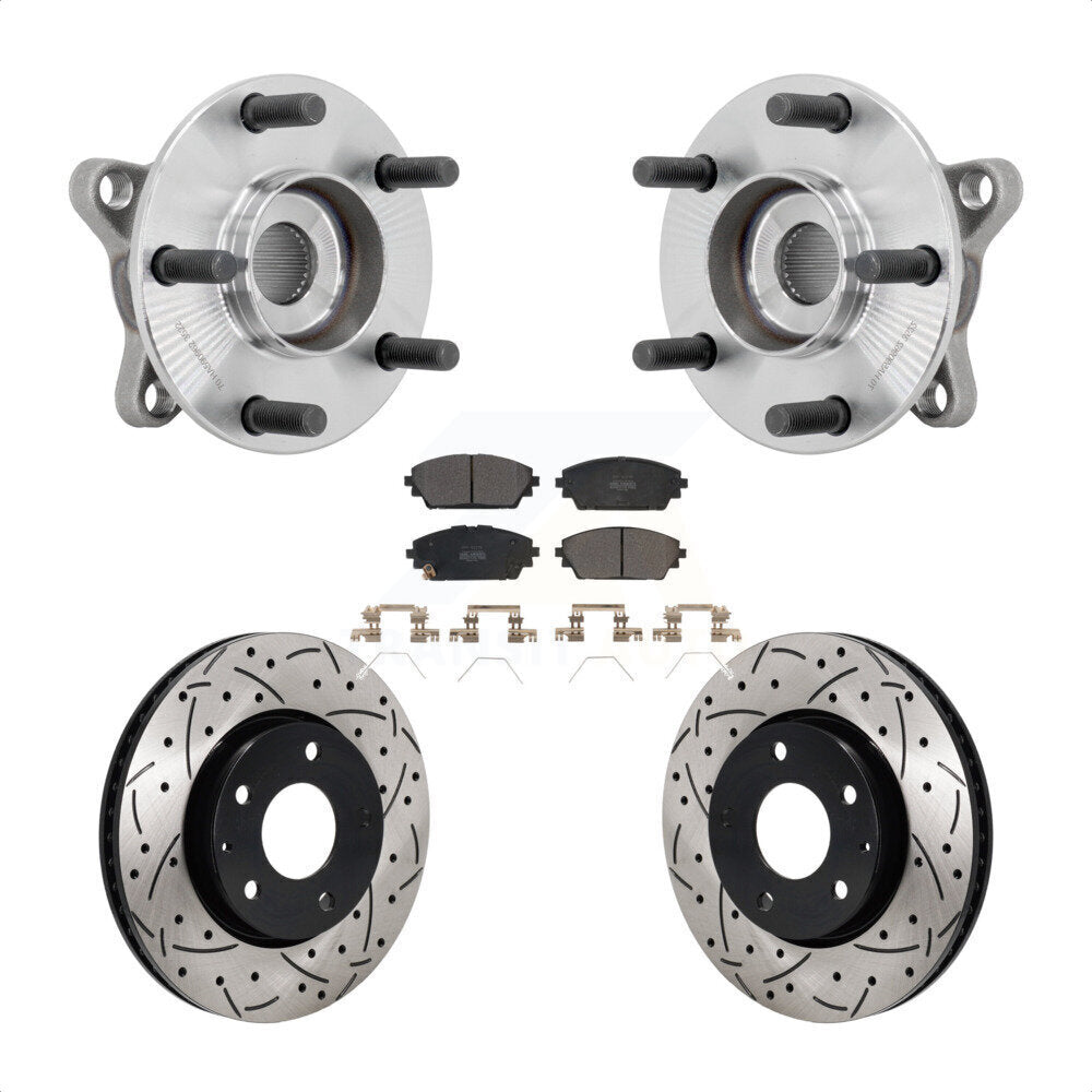 Hub Bearing Coat Drill Slot Brake Rotor Pads Front Kit For 2021-2022 Mazda 3 FWD