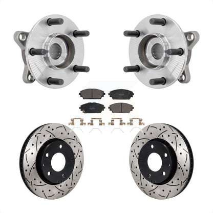 Hub Bearing Coat Drill Slot Brake Rotor Pads Front Kit For 2021-2022 Mazda 3 FWD