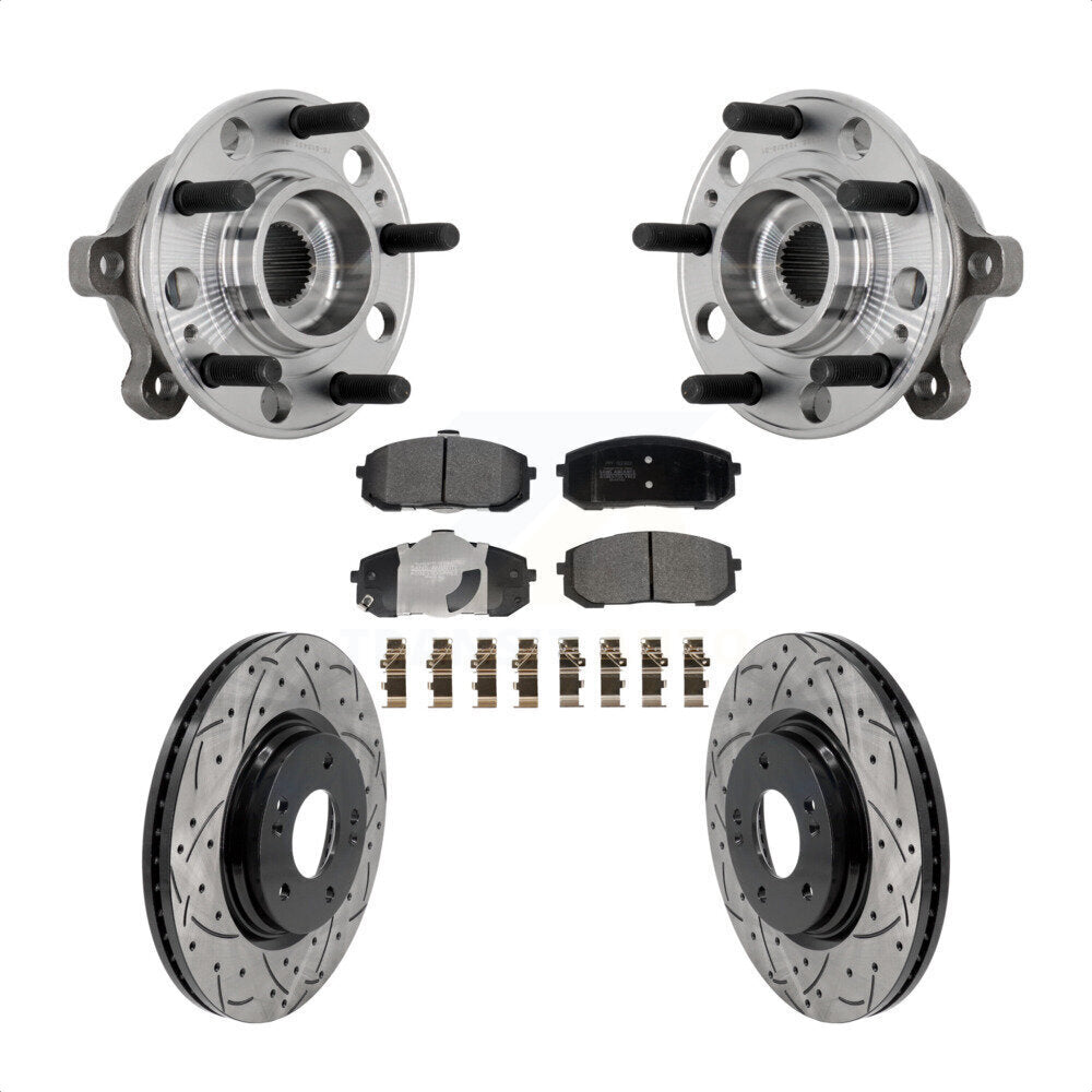 Hub Bearing Coat Drill Slot Brake Rotor Pads Front Kit For Hyundai Sonata Kia K5