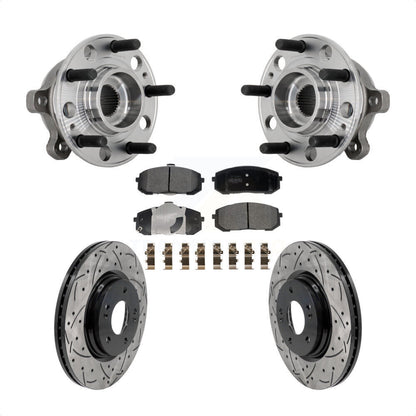 Hub Bearing Coat Drill Slot Brake Rotor Pads Front Kit For Hyundai Sonata Kia K5