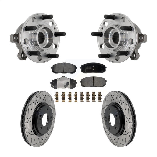 Hub Bearing Coat Drill Slot Brake Rotor Pads Front Kit For Hyundai Sonata Kia K5