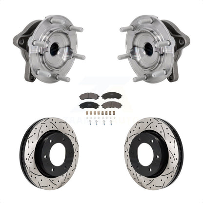 Hub Bearing Drilled Slot Brake Rotor Pad Front Kit For 2019-2023 Ford Ranger 4WD