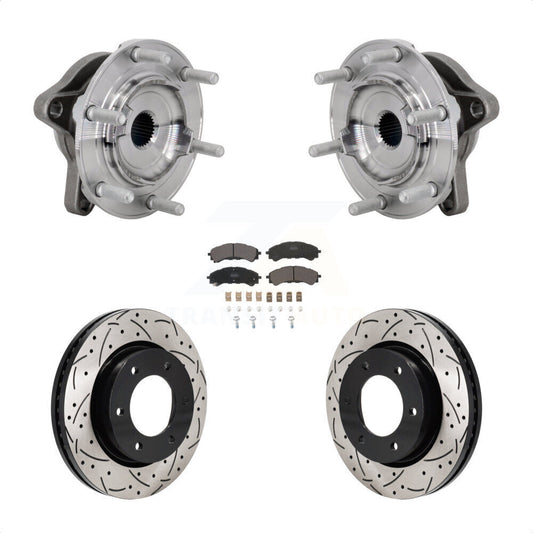 Hub Bearing Drilled Slot Brake Rotor Pad Front Kit For 2019-2023 Ford Ranger 4WD