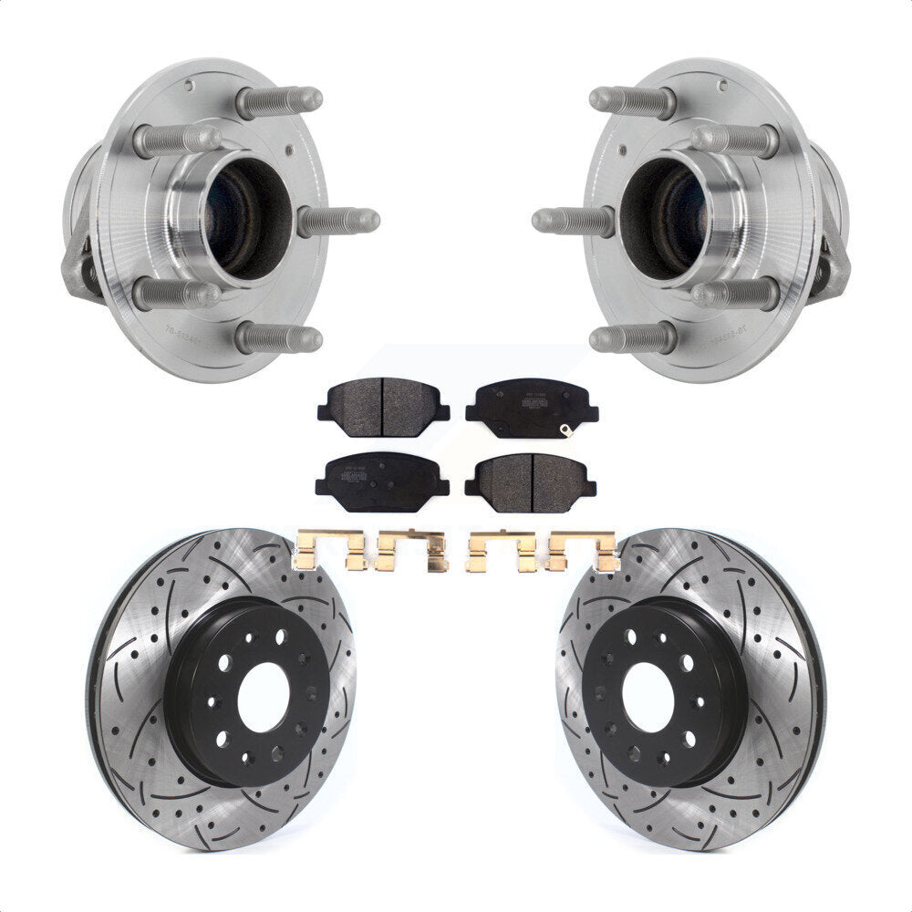 Hub Bearing Assembly Drilled Slot Brake Rotor Pad Front Kit For Chevrolet Camaro