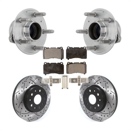 Hub Bearing Drilled Slot Brake Rotor Pad Front Kit For Chevrolet Camaro Cadillac