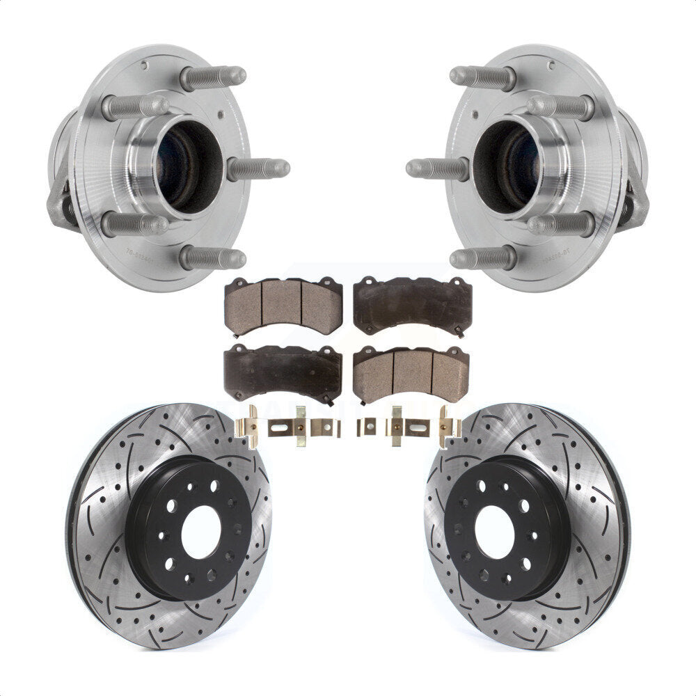 Hub Bearing Coat Drill Slot Brake Rotor Pad Front Kit For Chevrolet Camaro LT LS