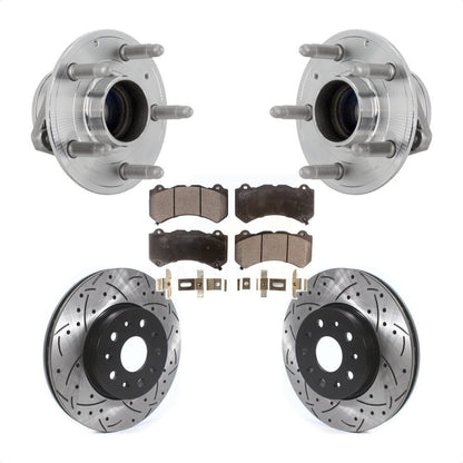 Hub Bearing Coat Drill Slot Brake Rotor Pad Front Kit For Chevrolet Camaro LT LS