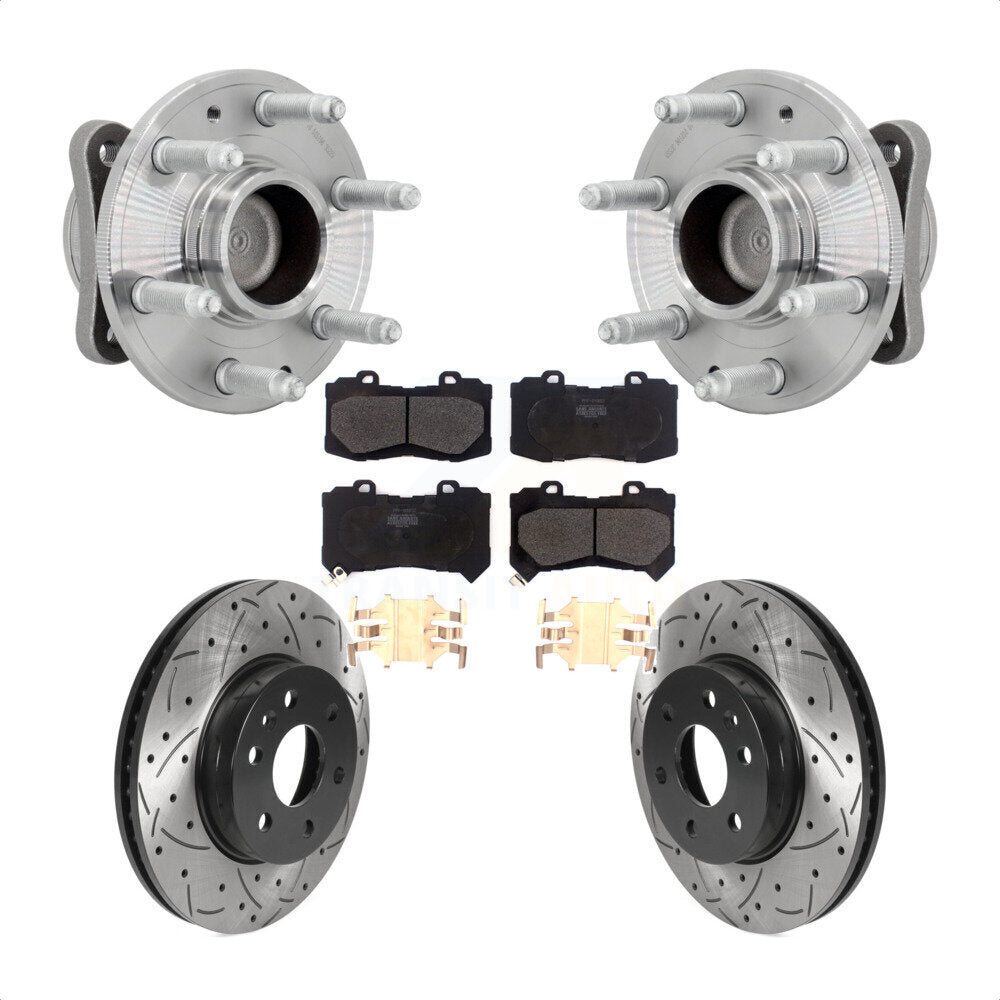 Hub Bearing Drill Slot Brake Rotor Pads Front Kit For Chevrolet Colorado GMC RWD
