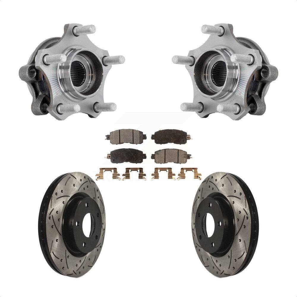 Hub Bearing Drilled Slot Brake Rotor & Pad Front Kit For 2019-2023 Nissan Altima
