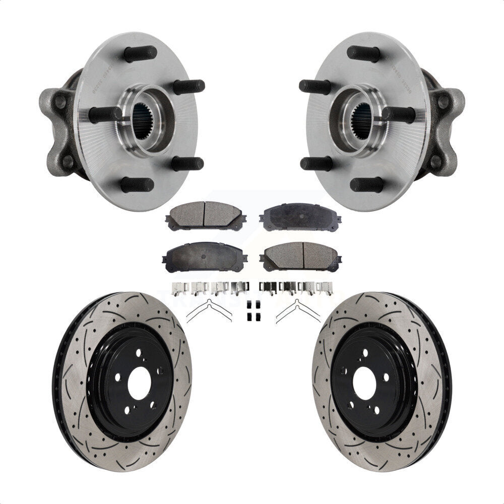 Hub Bearing Drill Slot Brake Rotor Pad Front Kit For 2020-2022 Toyota Highlander
