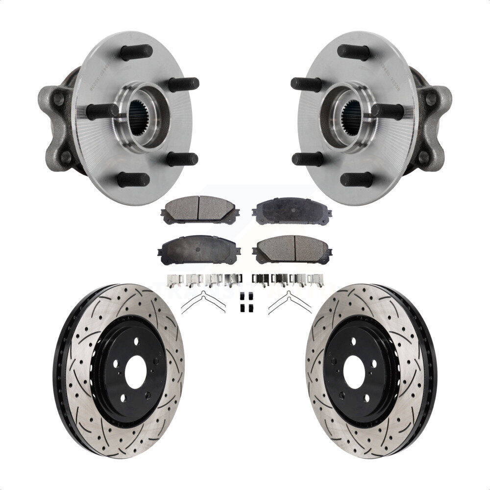 Hub Bearing Drilled Slot Brake Rotor & Pad Front Kit For 2021-2023 Toyota Sienna