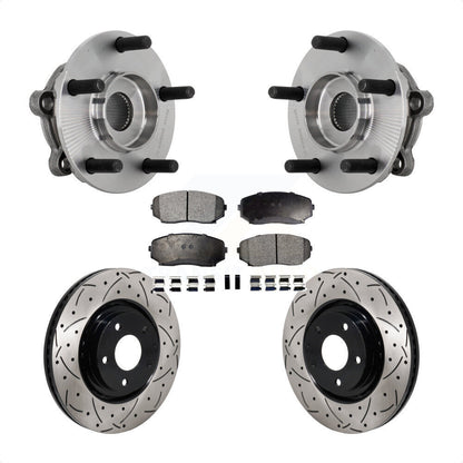 Hub Bearing Coated Drill Slot Brake Rotor Pad Front Kit For 2016-2023 Mazda CX-9