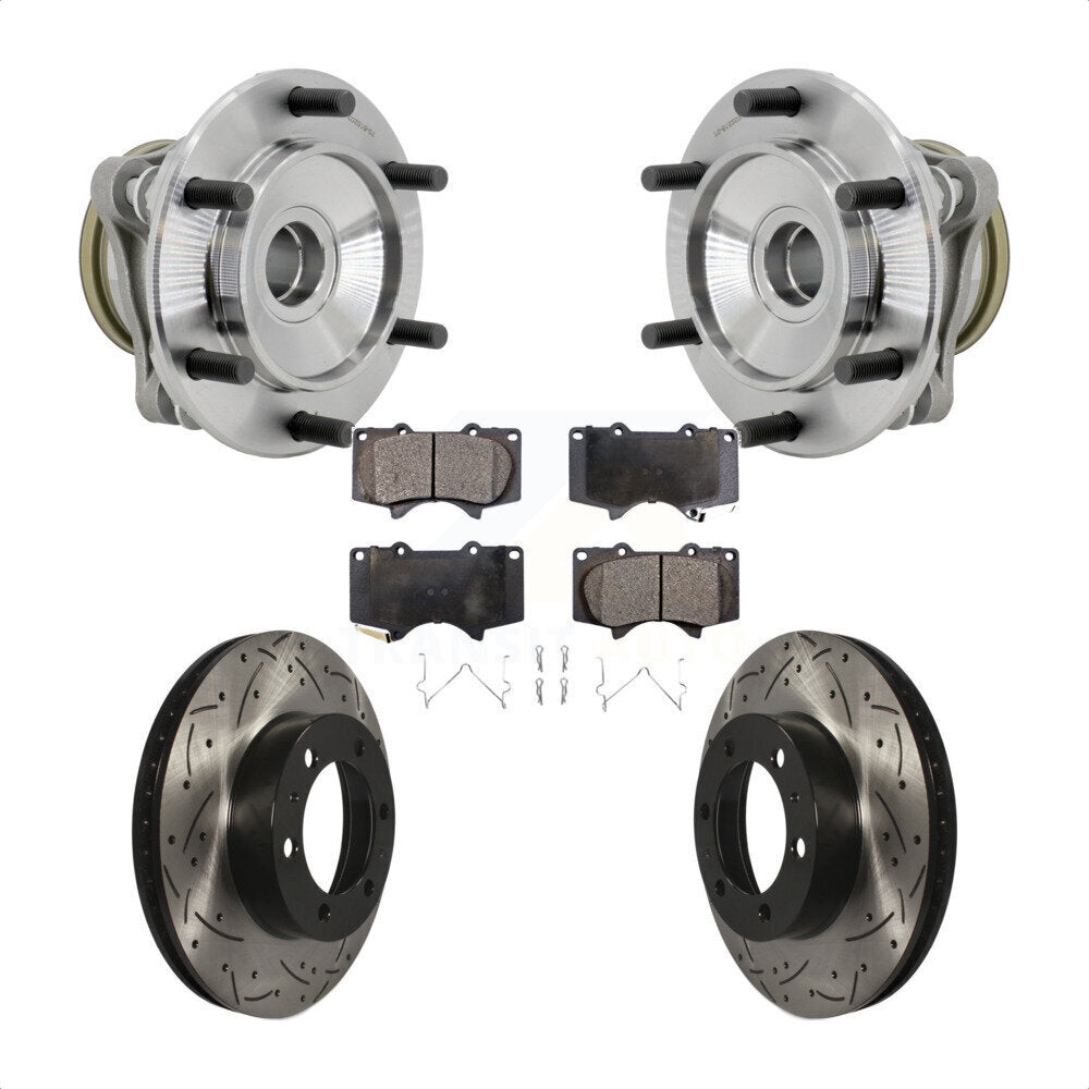 Hub Bearing Drilled Slot Brake Rotor Pads Front Kit For Toyota Tacoma 4Runner FJ