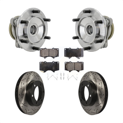 Hub Bearing Drilled Slot Brake Rotor Pads Front Kit For Toyota Tacoma 4Runner FJ