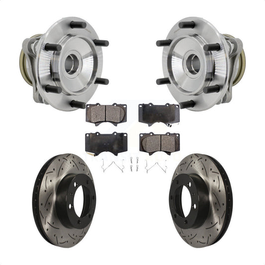 Hub Bearing Drilled Slot Brake Rotor Pads Front Kit For Toyota Tacoma 4Runner FJ