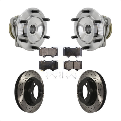 Hub Bearing Drilled Slot Brake Rotor Pads Front Kit For 10-21 Toyota 4Runner RWD