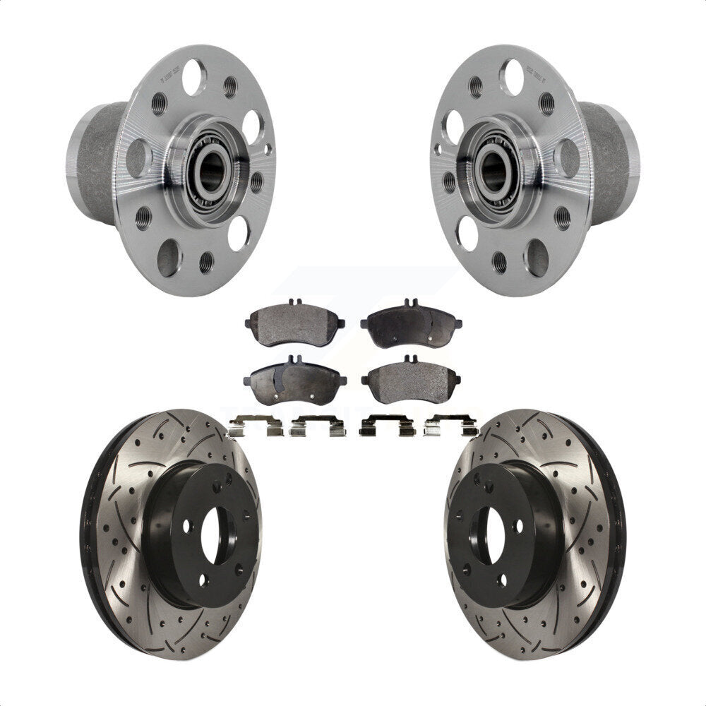 Hub Bearing Drilled Slot Brake Rotor & Pad Front Kit For Mercedes-Benz C300 C250