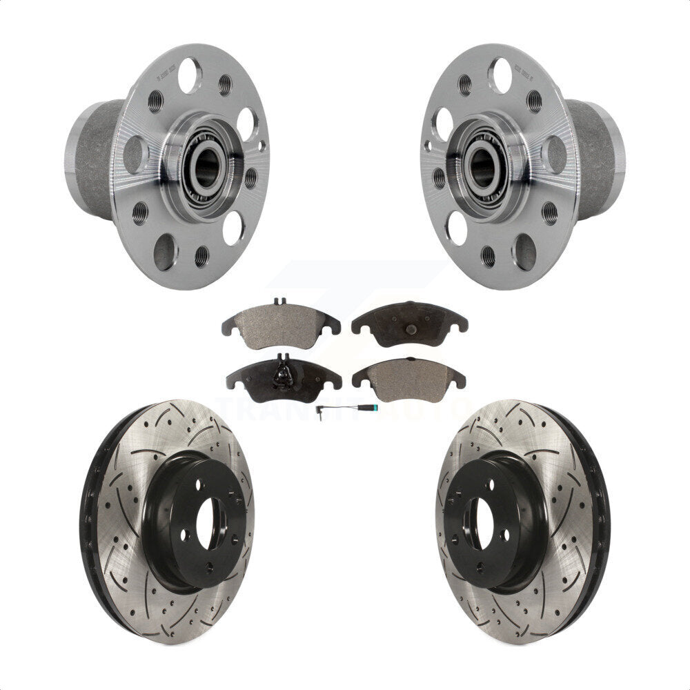 Hub Bearing Drilled Slot Brake Rotor & Pad Front Kit For Mercedes-Benz C300 E350