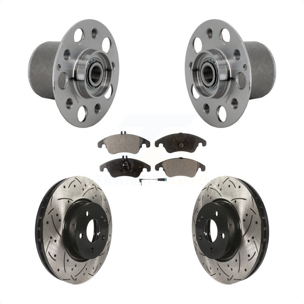 Hub Bearing Drilled Slot Brake Rotor & Pad Front Kit For Mercedes-Benz E350 E400