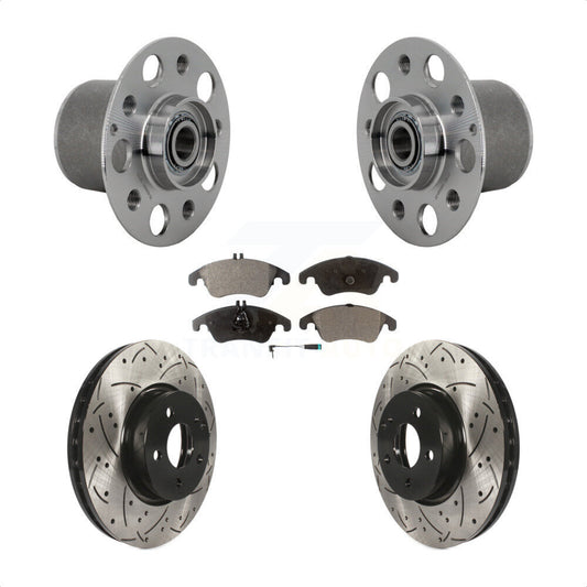 Hub Bearing Drilled Slot Brake Rotor & Pad Front Kit For Mercedes-Benz E350 E400