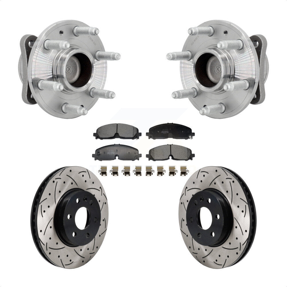 Hub Bearing Drill Slot Brake Rotor Pads Front Kit For Chevrolet Colorado GMC RWD